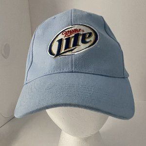 Miller Lite Beer Sponsored Blue Strapback Cap Baseball Hat Active Polyester NEW